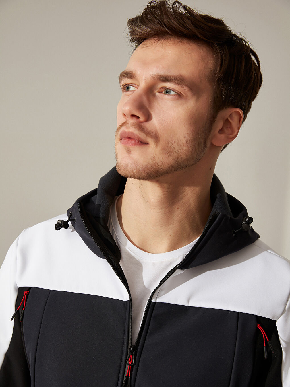 Antrasit Kapüşonlu Rahat Kalıp Spor Erkek Yağmurluk-3