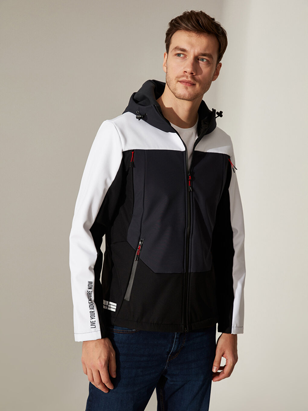 Antrasit Kapüşonlu Rahat Kalıp Spor Erkek Yağmurluk-4