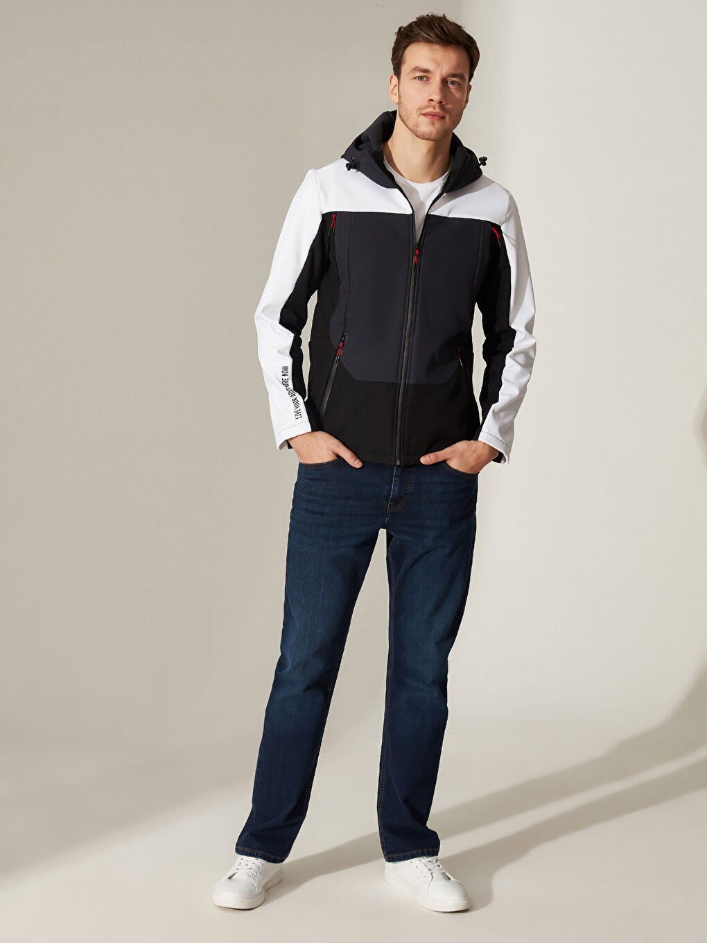 Antrasit Kapüşonlu Rahat Kalıp Spor Erkek Yağmurluk-6