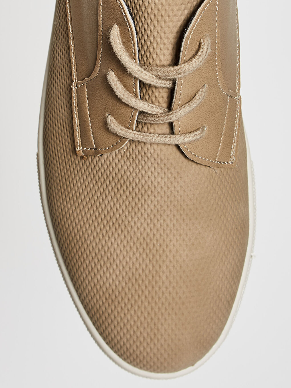 Bej Deri Görünümlü Bağcıklı Erkek Derby Klasik Ayakkabı-7