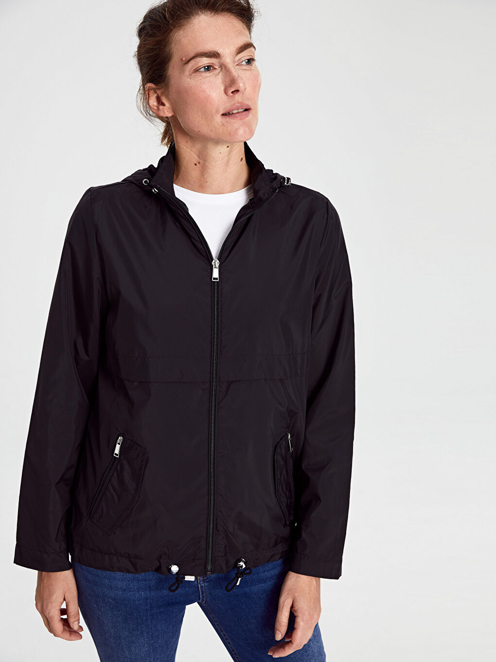 Woman BLACK Raincoat-1