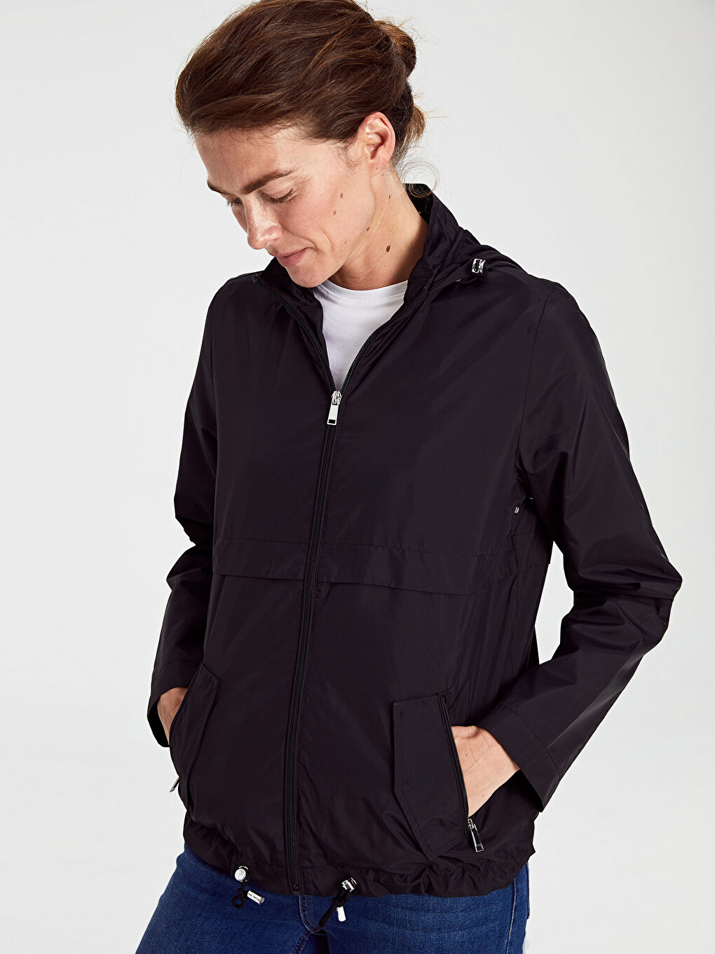 Woman BLACK Raincoat-2