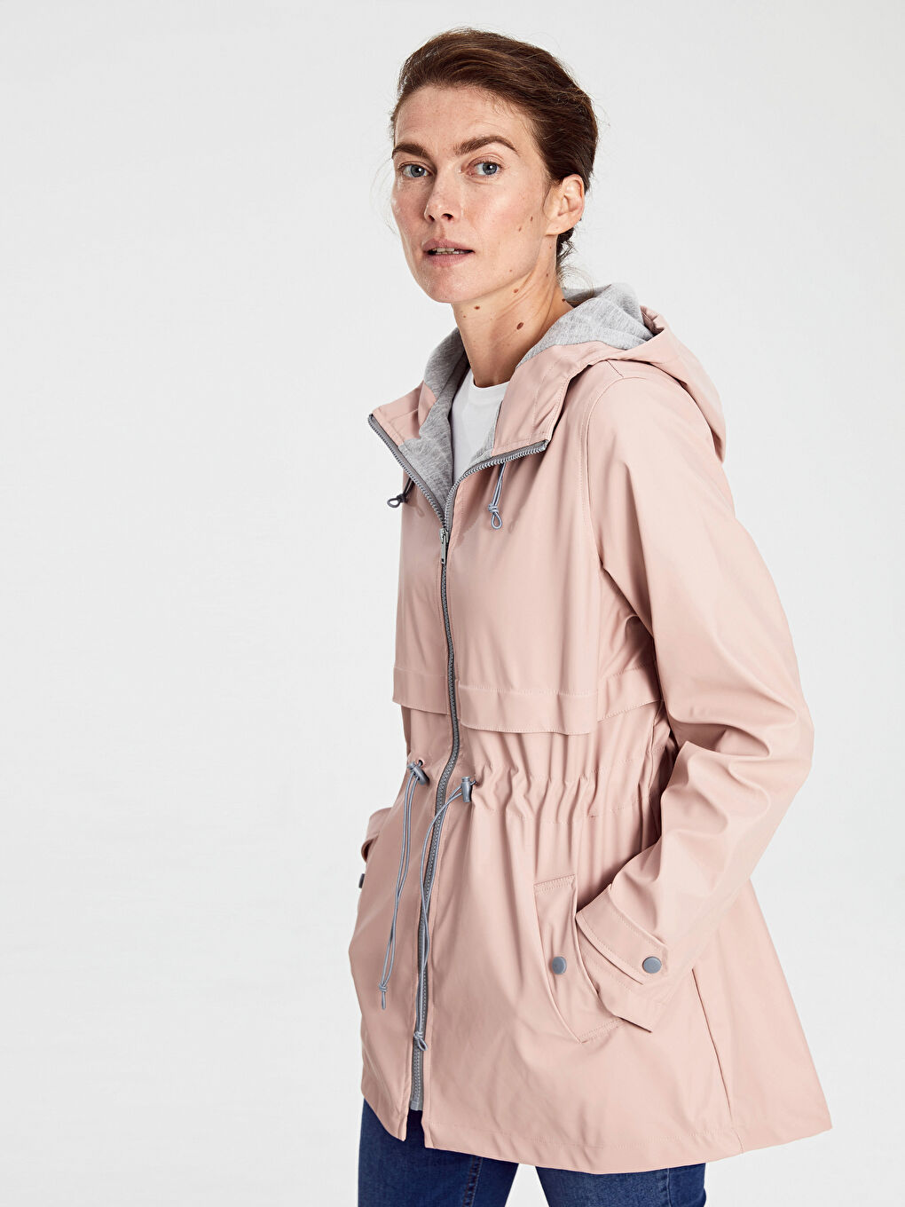 Женский дождевик с капюшоном и длинным рукавом-2