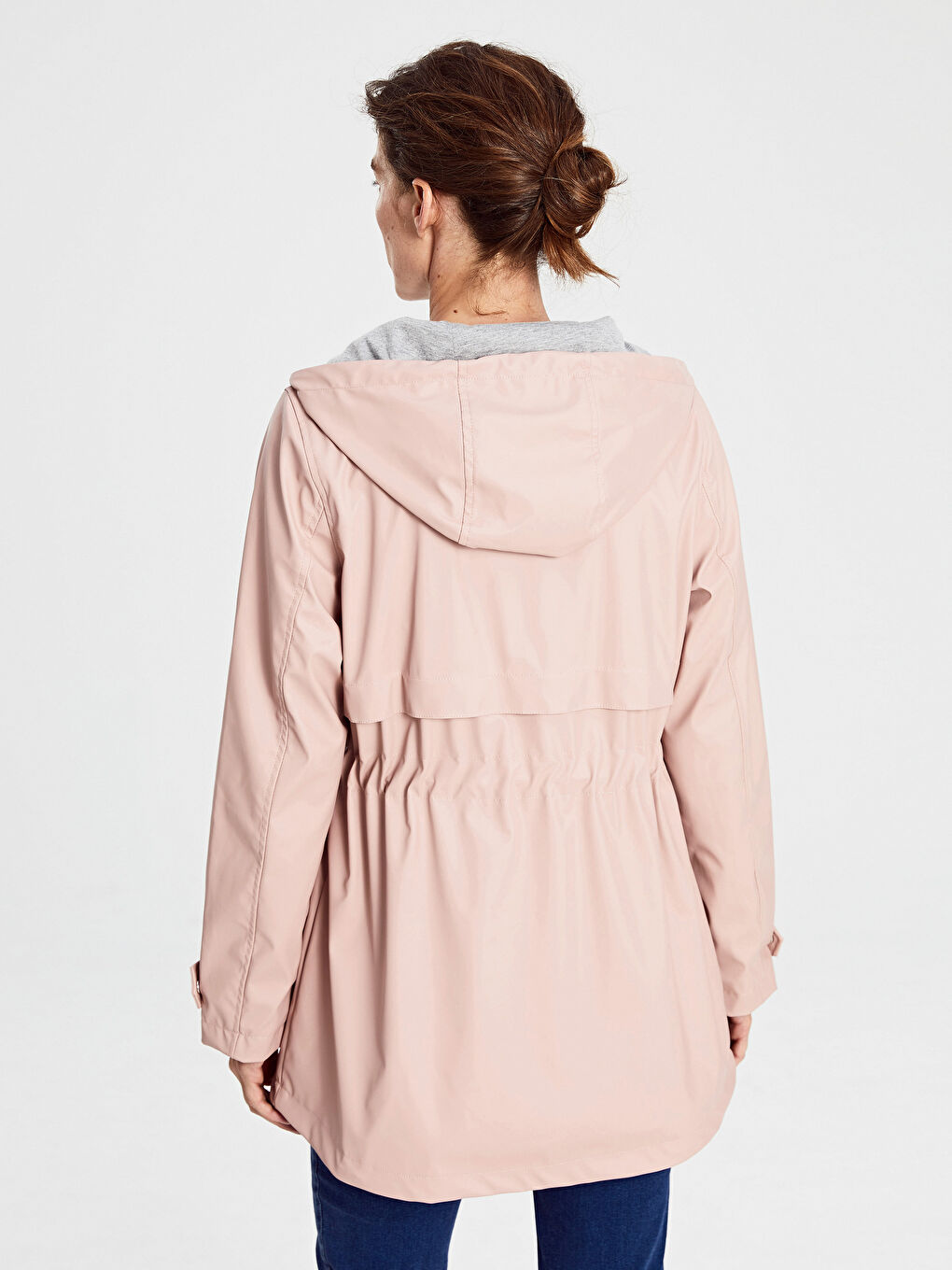 Женский дождевик с капюшоном и длинным рукавом-3