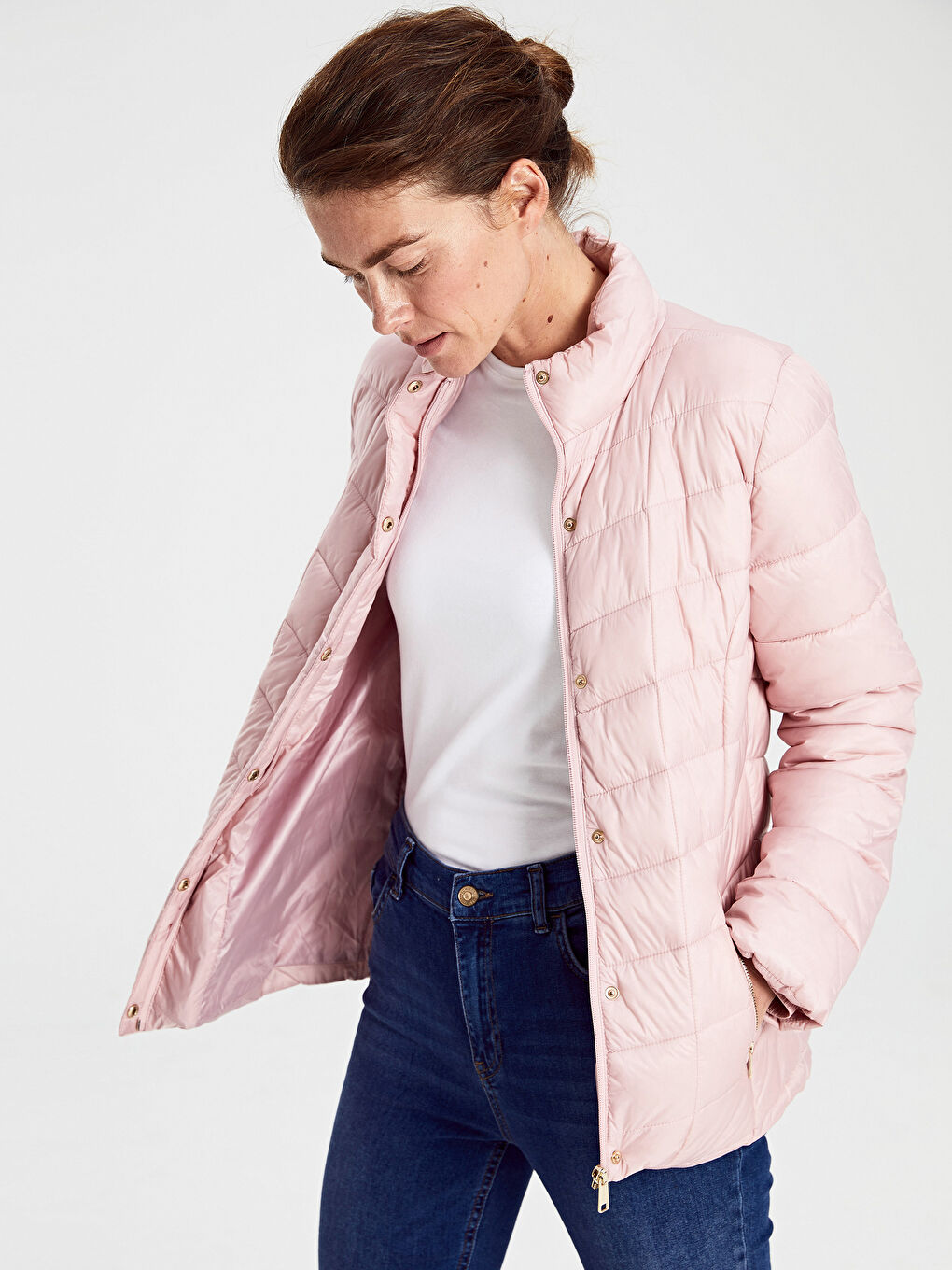 LCWAIKIKI Classic Frau ROSA Steppmantel -0S0324Z8-FPZ