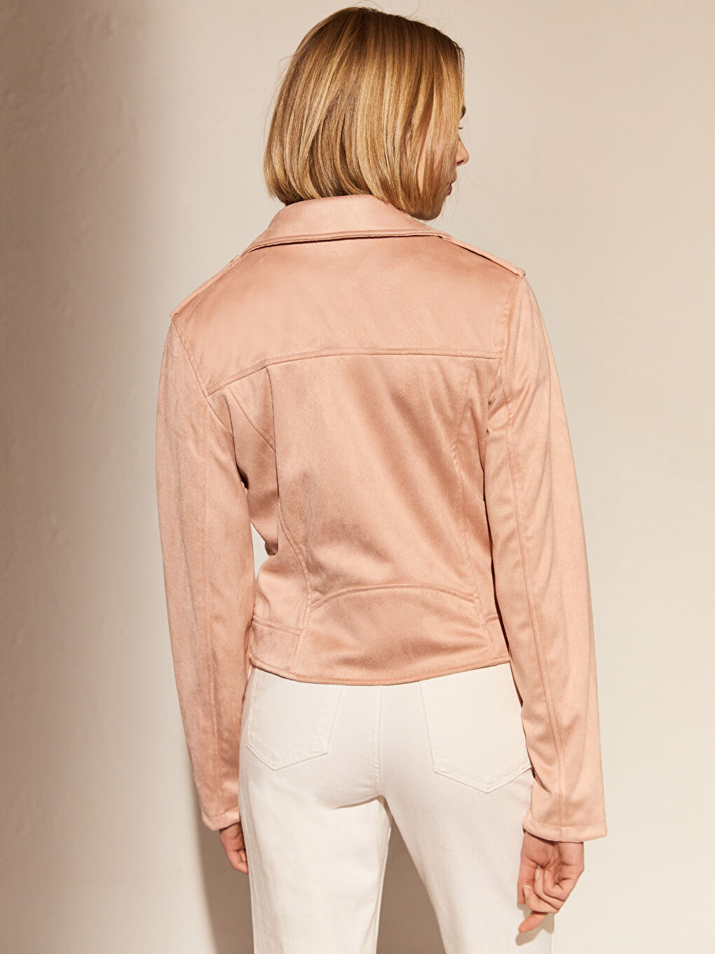 Пальто Женское из замши с длинным рукавом, отложным воротником и карманами-5