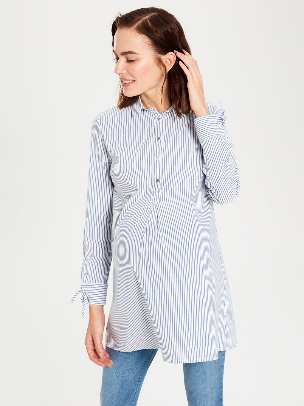 LCWAIKIKI Maternity Striped Long Sleeve Maternity Shirt Tunic -0S0519Z8-LE0