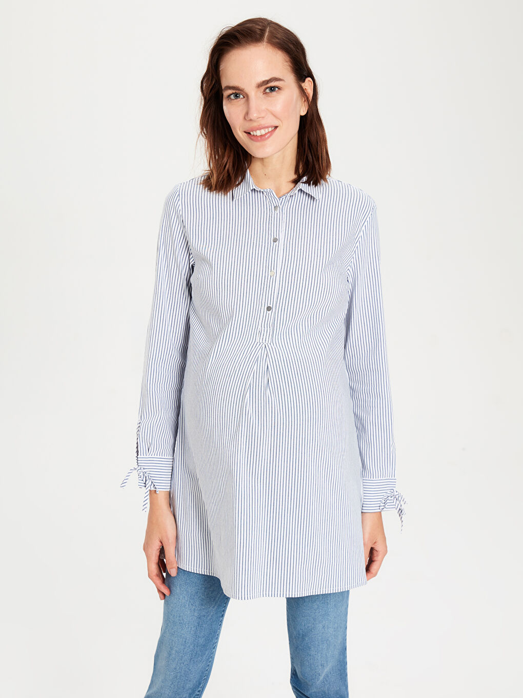 LCWAIKIKI Maternity Striped Long Sleeve Maternity Shirt Tunic -0S0519Z8-LE0