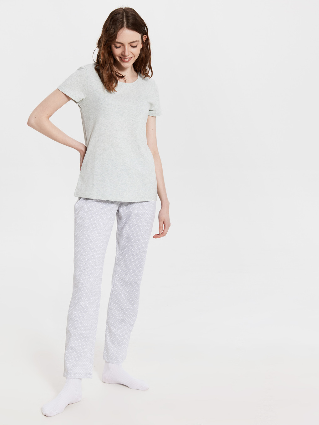 Crew Neck Short Sleeve Women's Pyjama Set