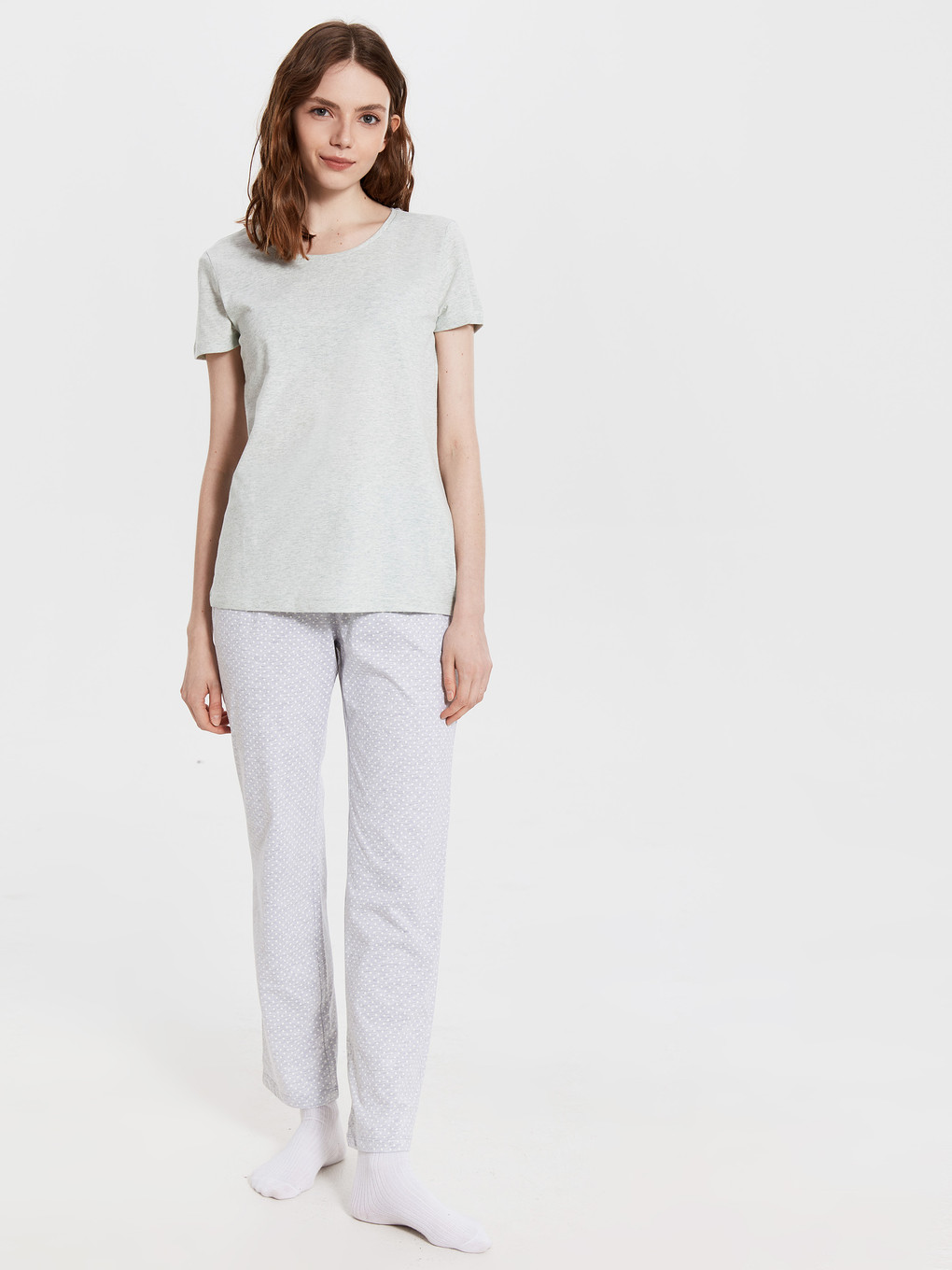 Crew Neck Short Sleeve Women's Pyjama Set-1