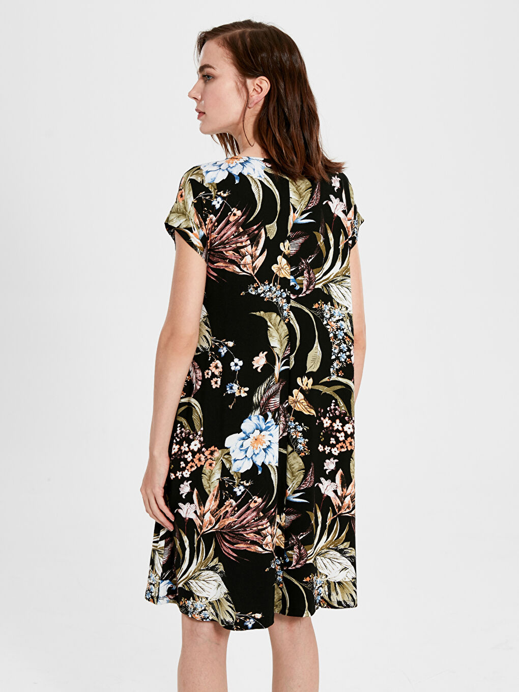 Turuncu Baskılı Elbise-2