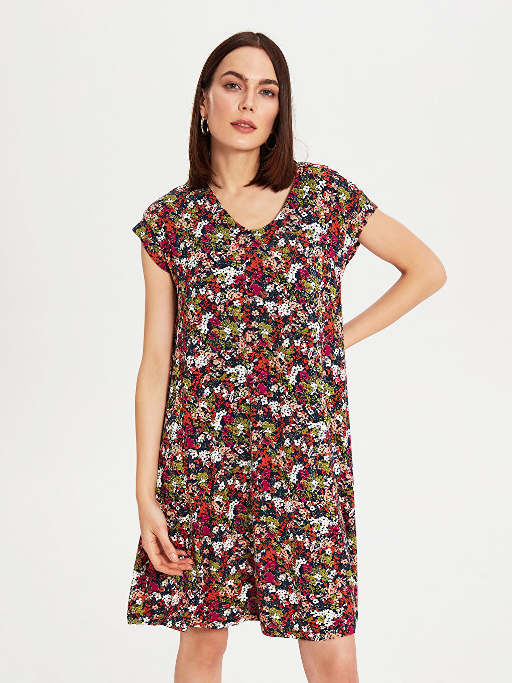 Salas Pattern Short Sleeve Dresses Women Viscose-2