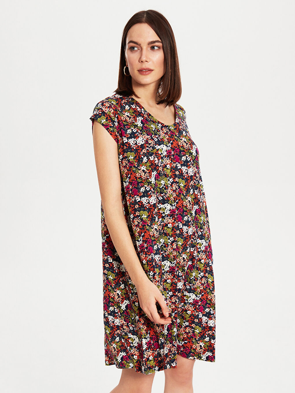 Salas Pattern Short Sleeve Dresses Women Viscose-3