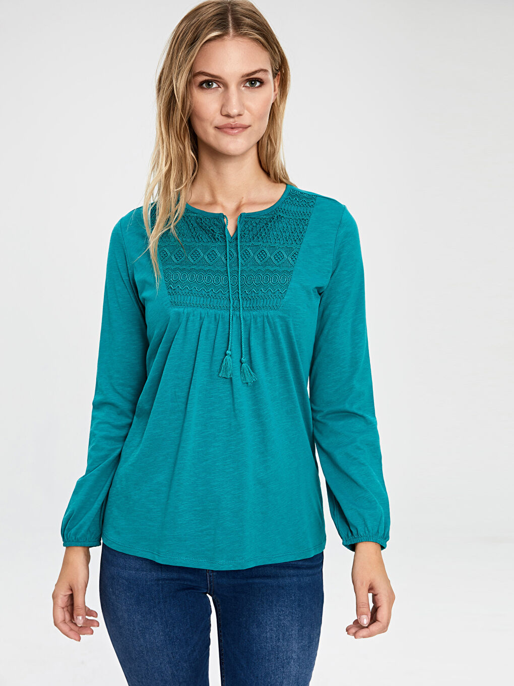 Lapel Collar Long Sleeve Women's T-Shirt