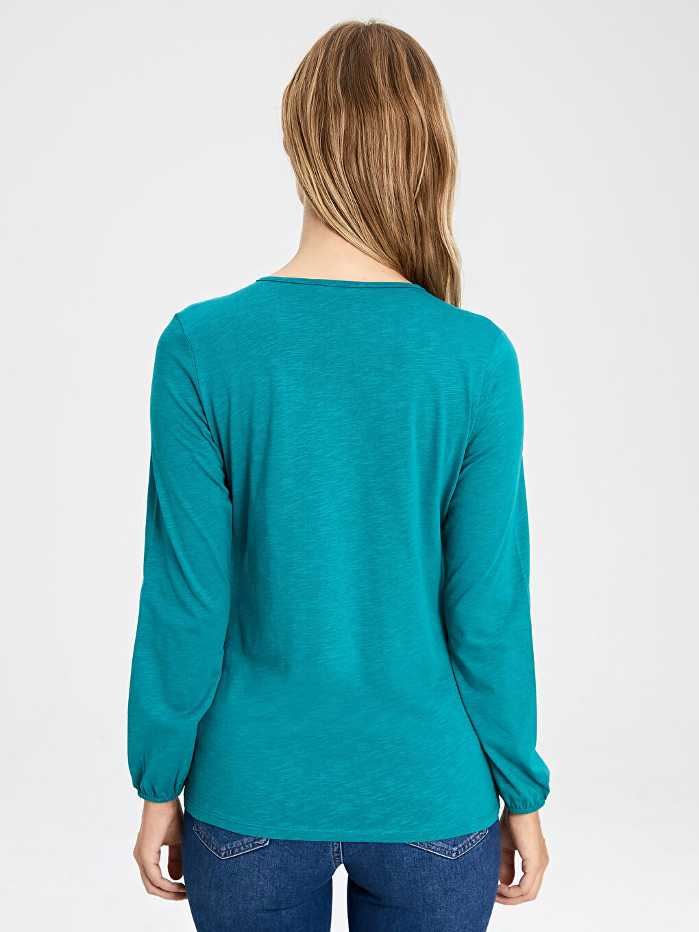 Lapel Collar Long Sleeve Women's T-Shirt-2