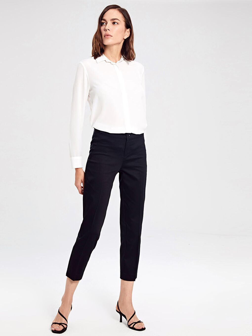 Women's Slim Fit Straight Satin Trousers-1