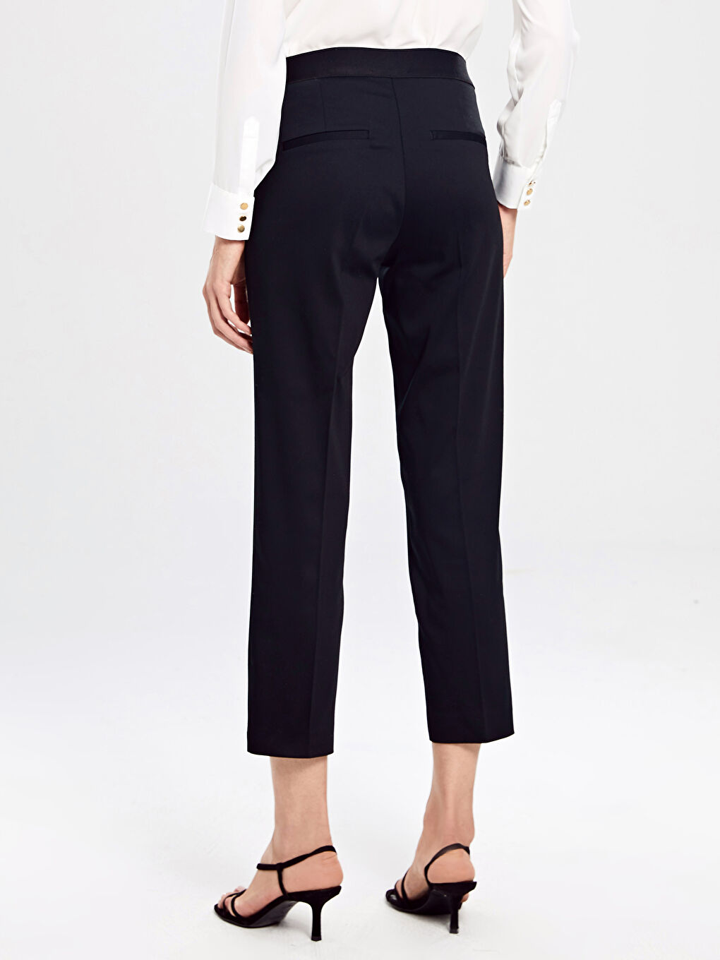 Women's Slim Fit Straight Satin Trousers-2