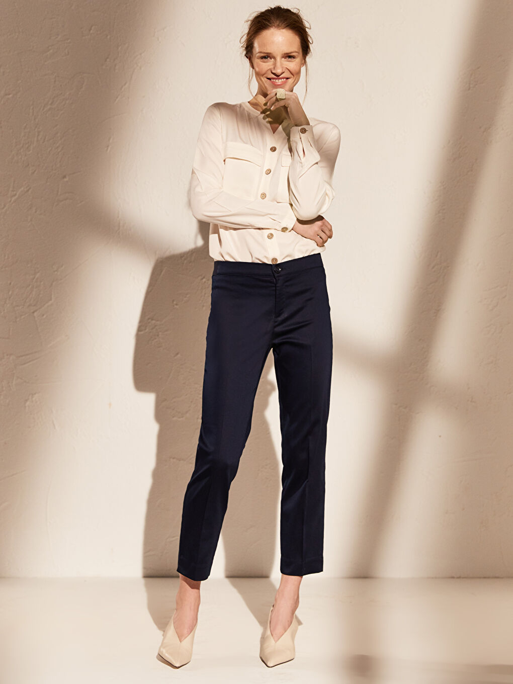 Women's Slim Fit Straight Satin Trousers