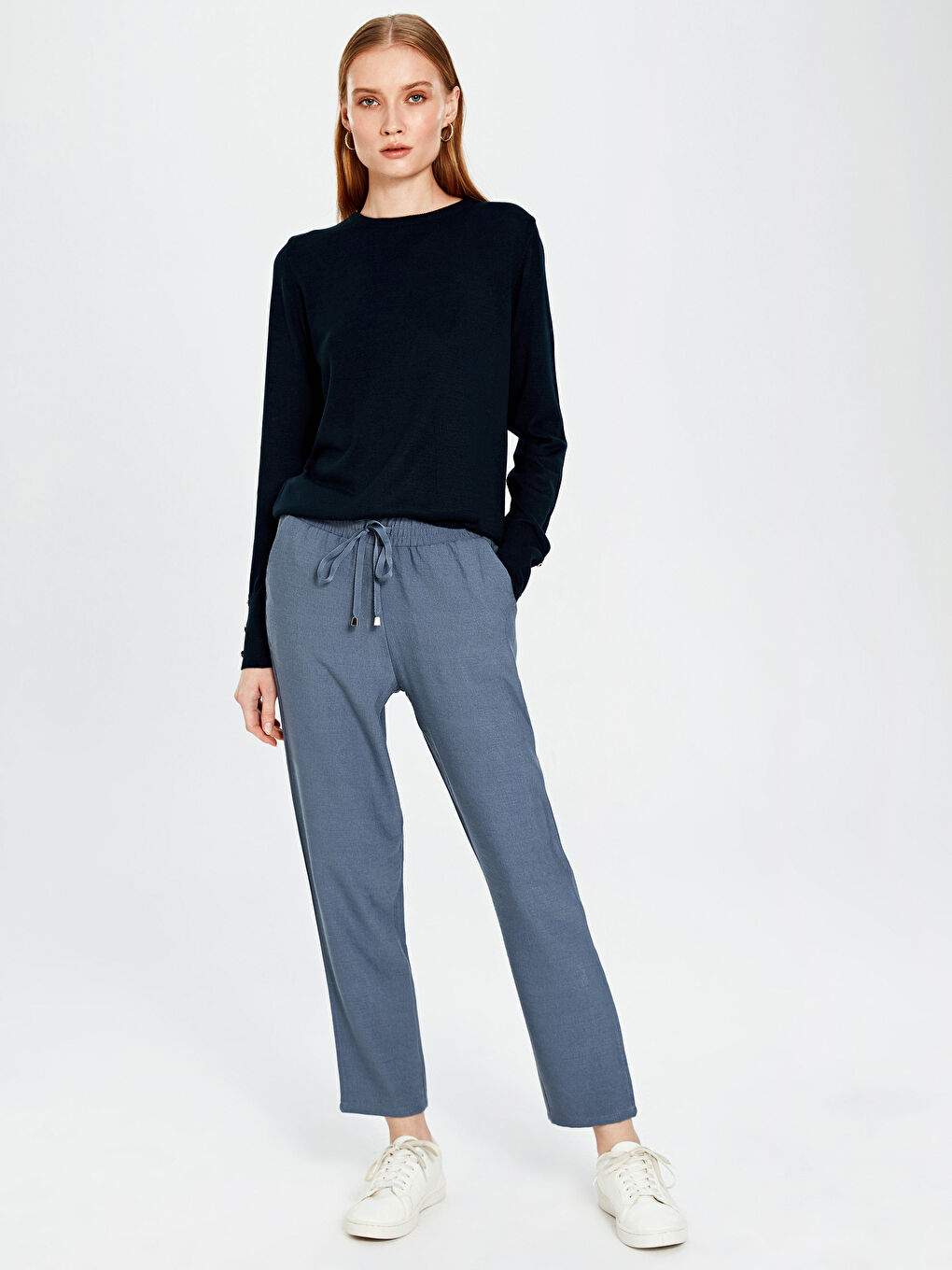 Pantalon Longueur Cheville Taille Élastique Coupe Carotte-2