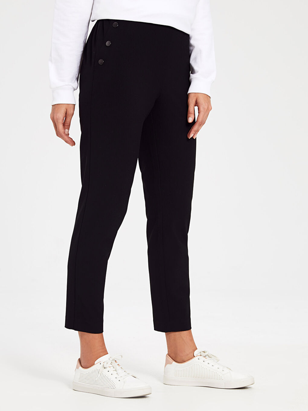 Siyah Yüksek Bel Havuç Kadın Pantolon-1