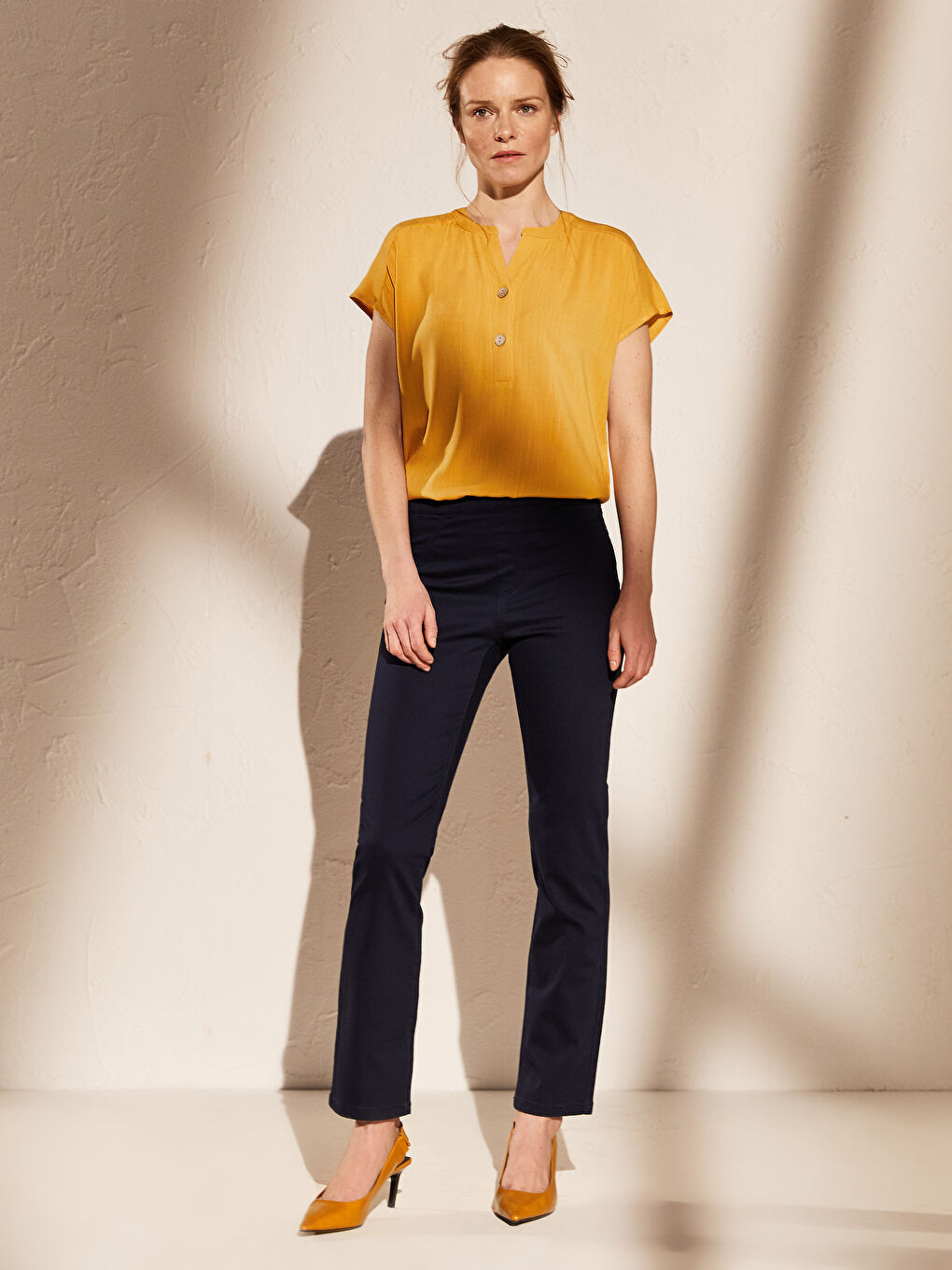 High Waist Slim Trousers-1