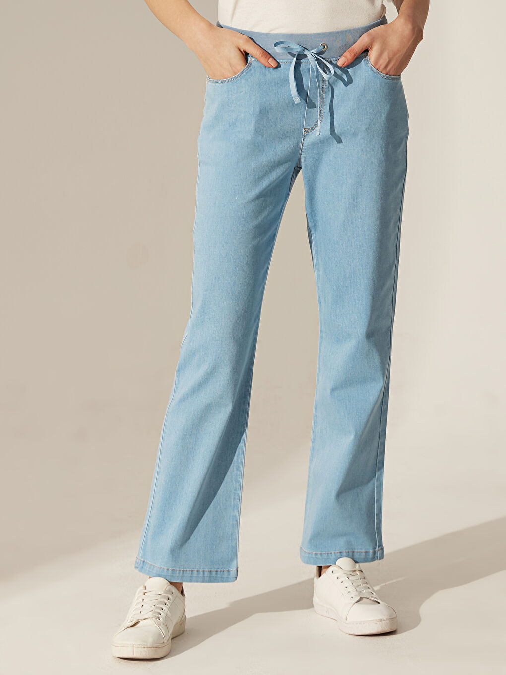 Bej Standart Fit Kadın Jean-3