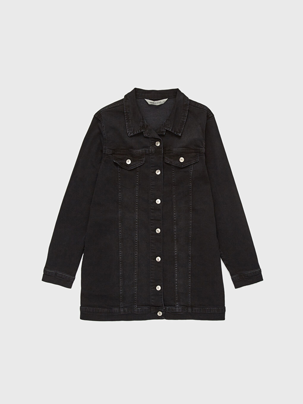 سترة جينز نسائية كم طويل بتفاصيل أزرار-4