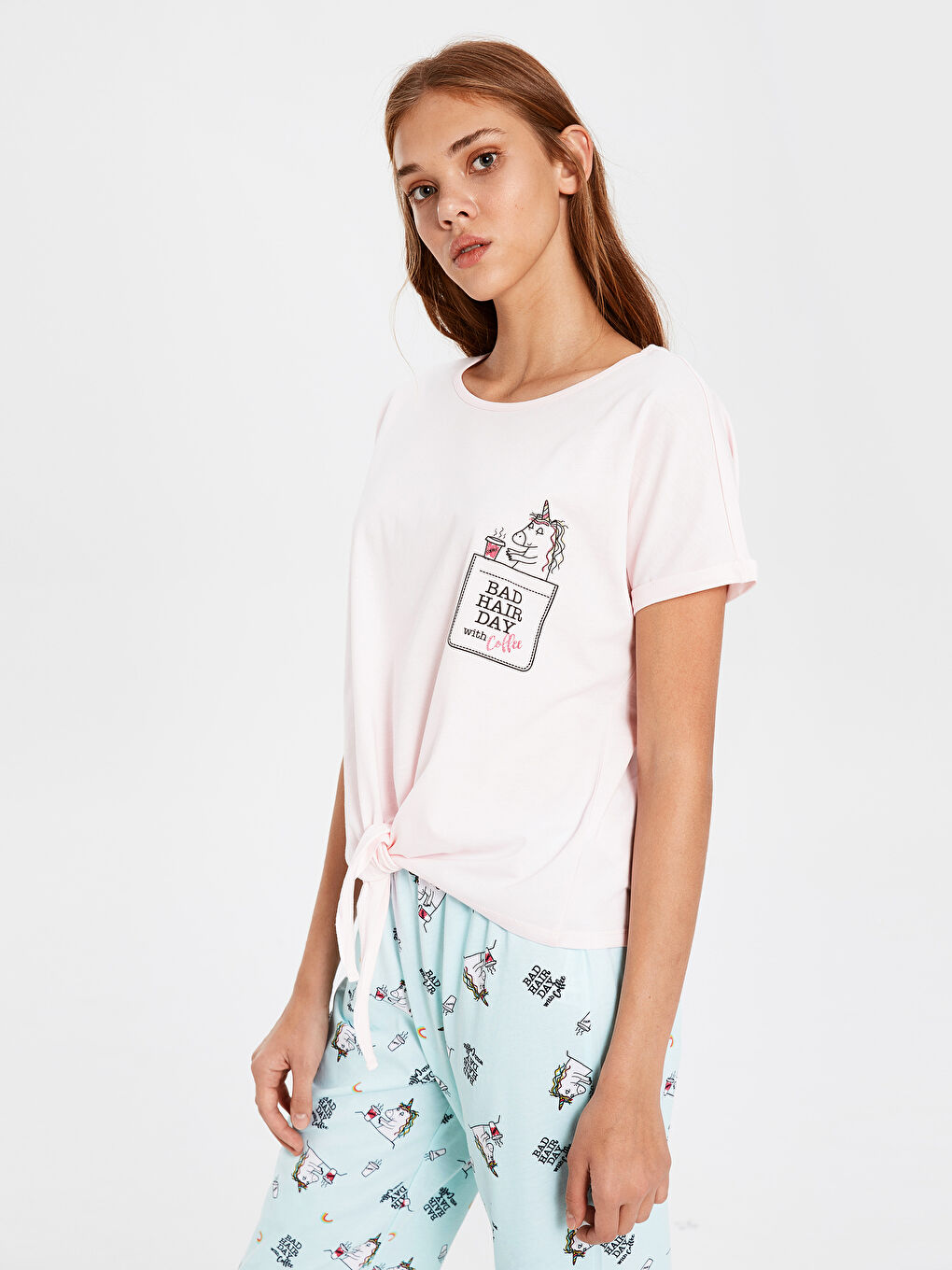 Crew Neck Short Sleeve Women's Pyjama Set-1