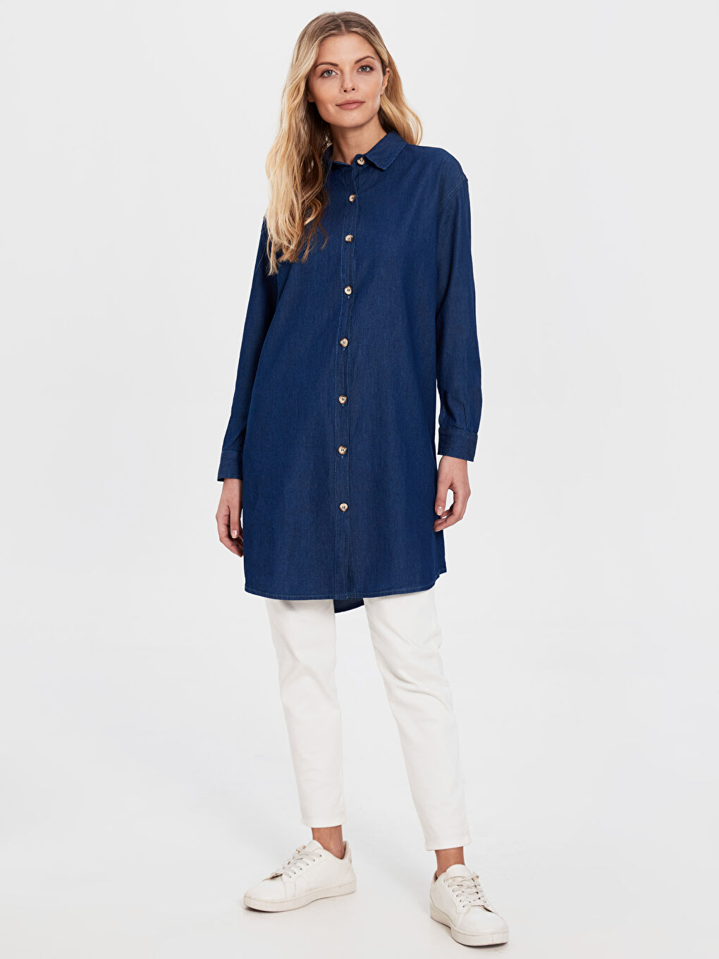 Standard Fit Long Sleeve Women's Jean Tunic-1