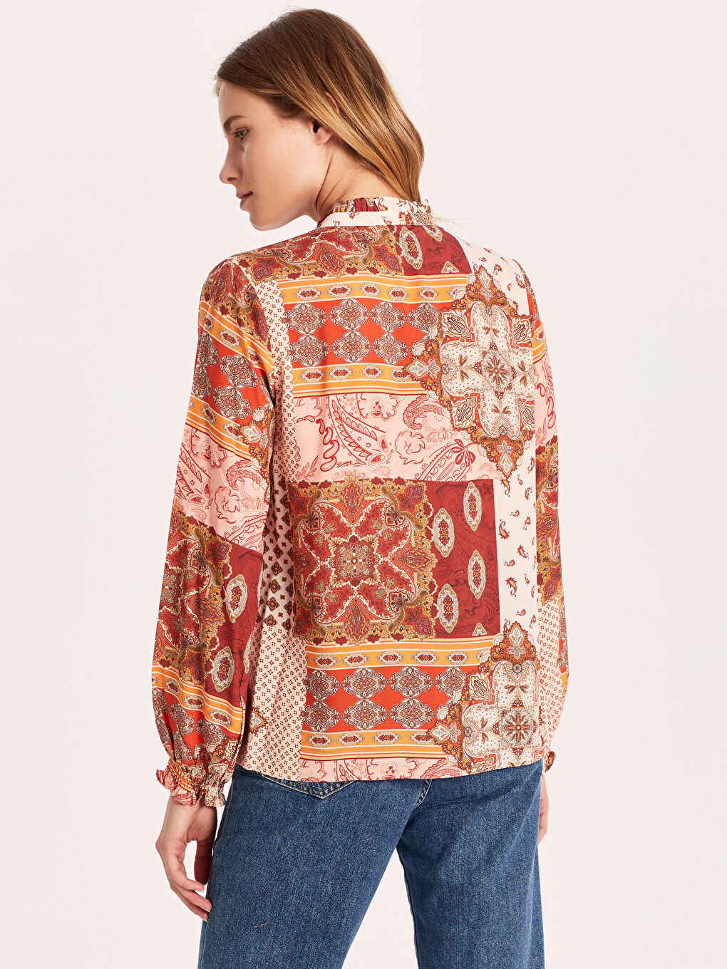 Блузка Женская Стандартного Кроя С Длинным Рукавом-2