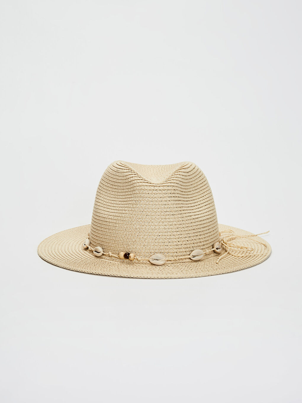 قبعة قش للسيدات بتفاصيل صدف البحر-1