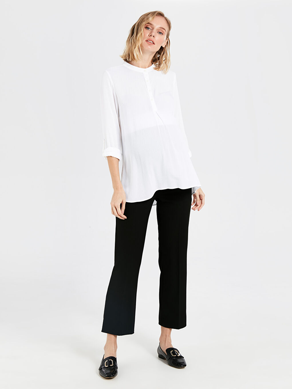 Siyah Karın Panelli Standart Fit Hamile Pantolon