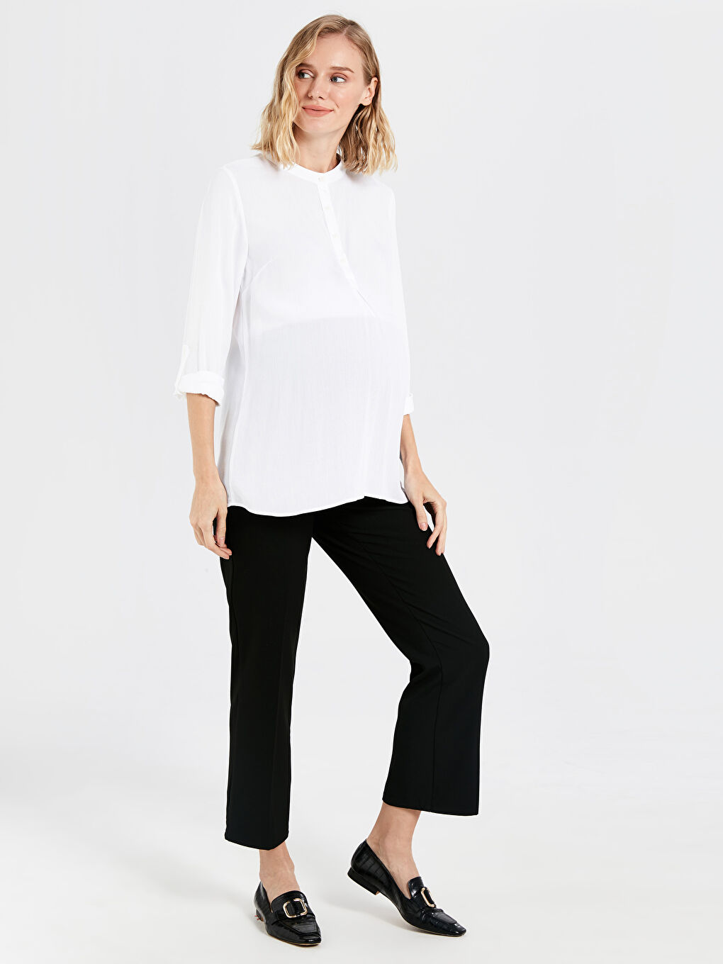 Siyah Karın Panelli Standart Fit Hamile Pantolon-5