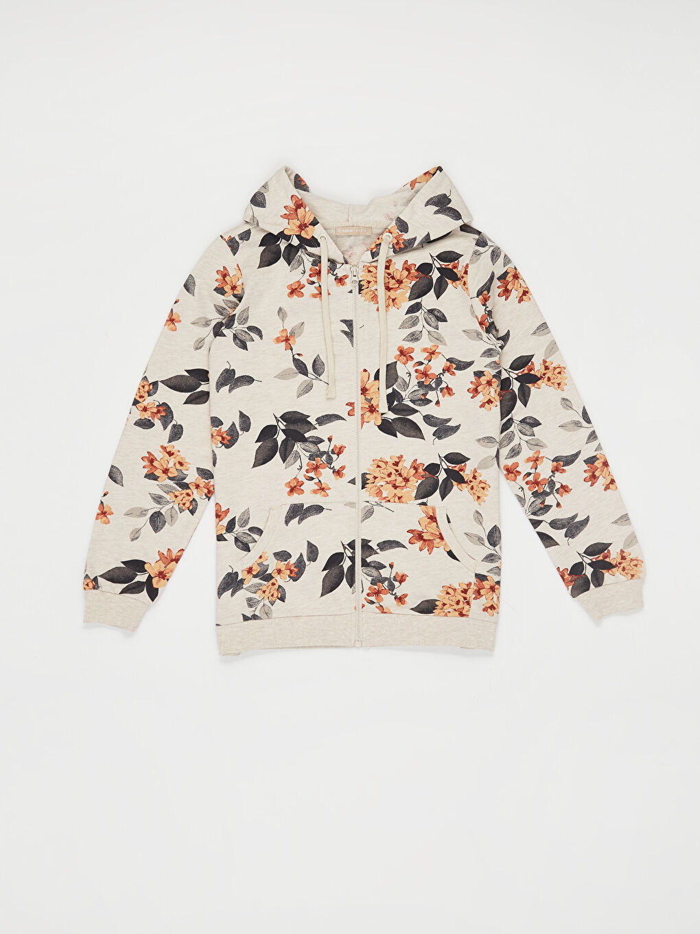 LCWAIKIKI Basic Hooded Patterned Long Sleeve Women's Zipper Sweatshirt -0S2110Z8-LQB