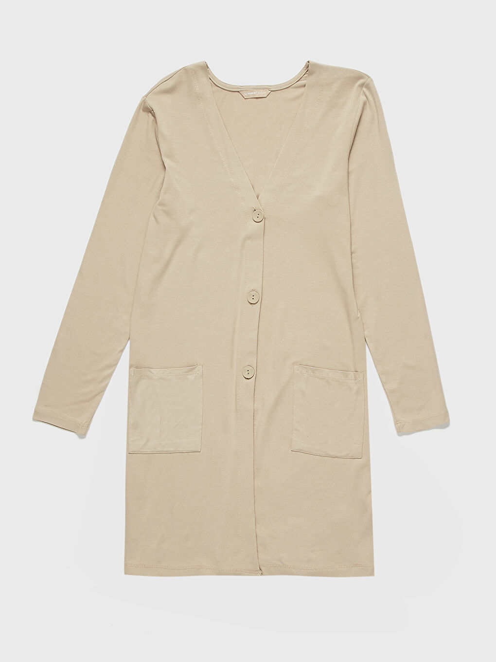 Bej Uzun Kollu Kadın Hırka-1