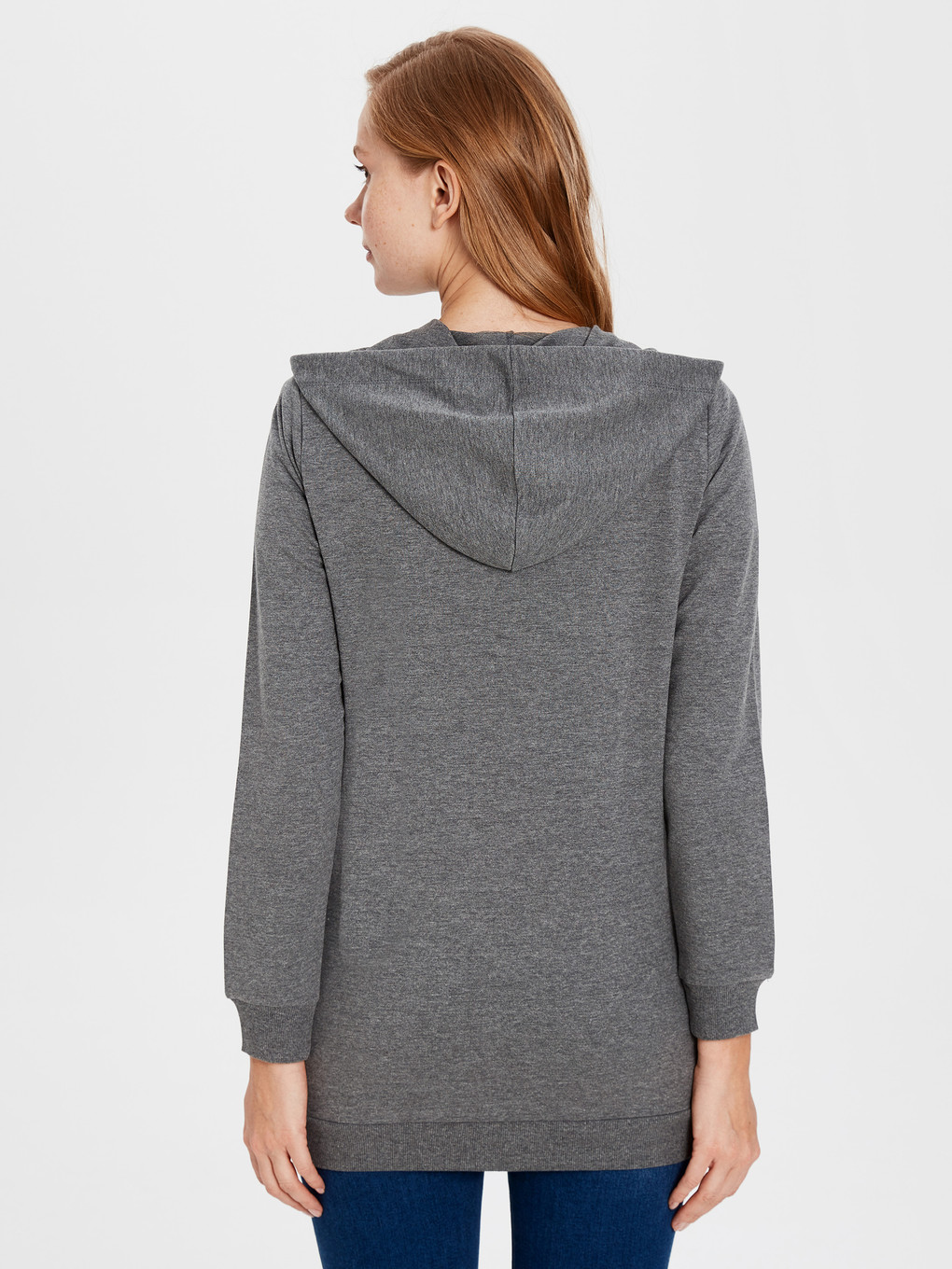 Antrasit Melanj Fermuarlı Sweatshirt-3