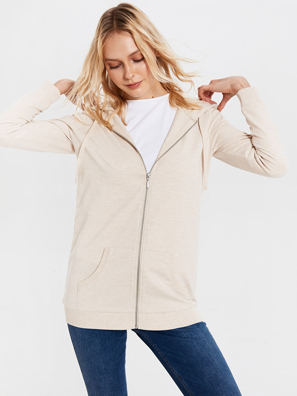 Sweat zippé BEIGE Femme
