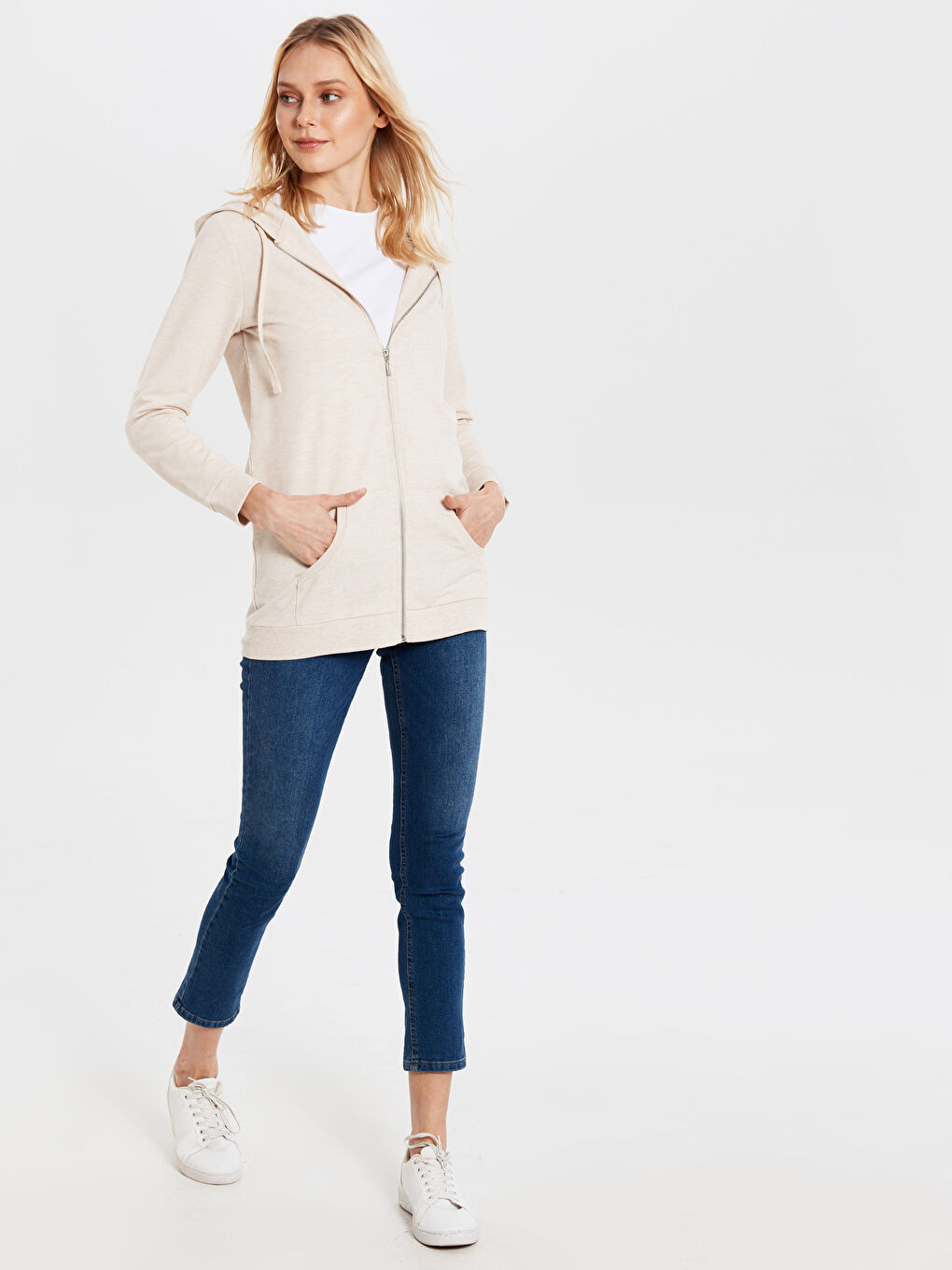 Sweat zippé BEIGE Femme-2