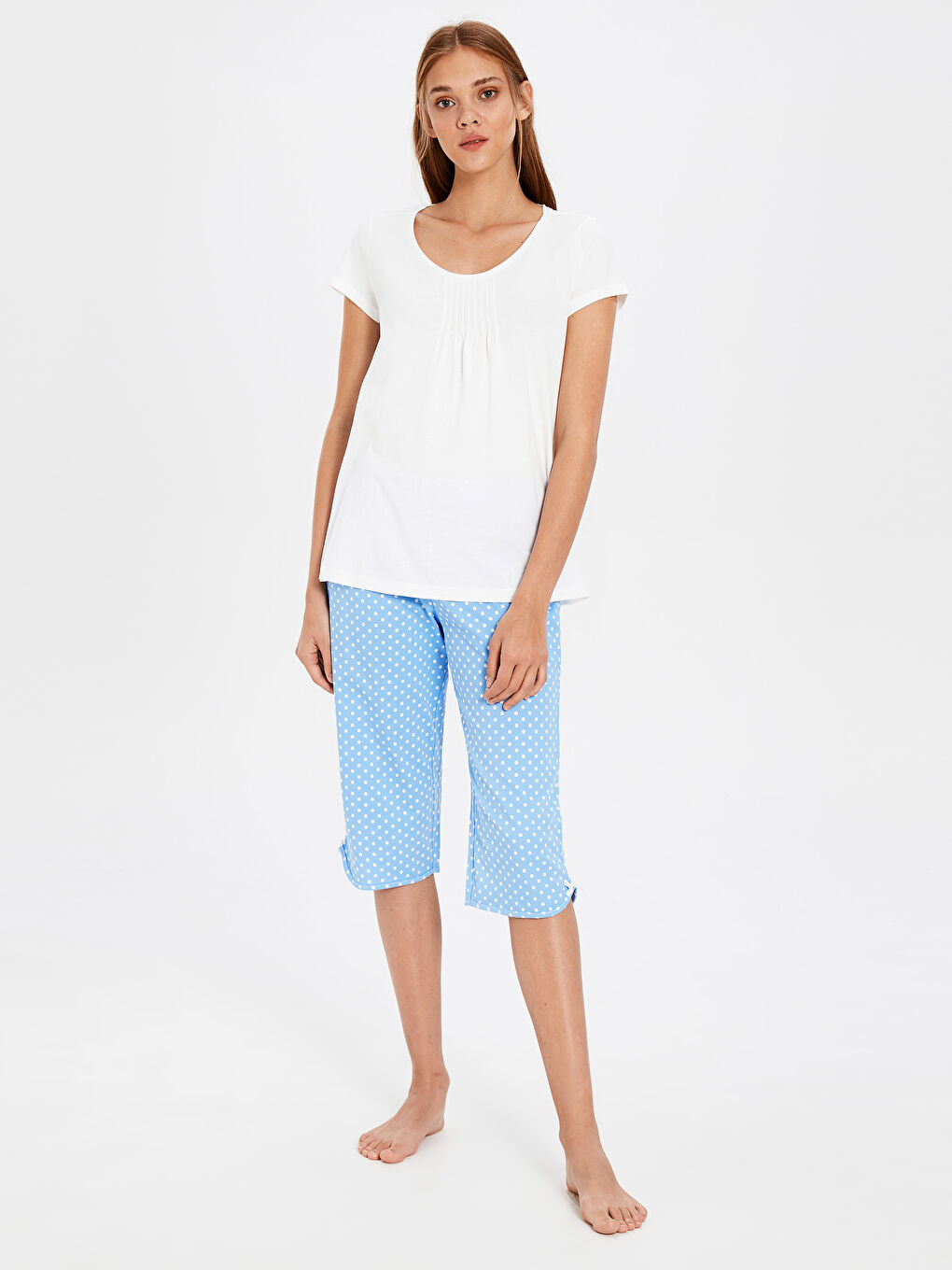 U Neck Short Sleeve Women's Pajamas Set