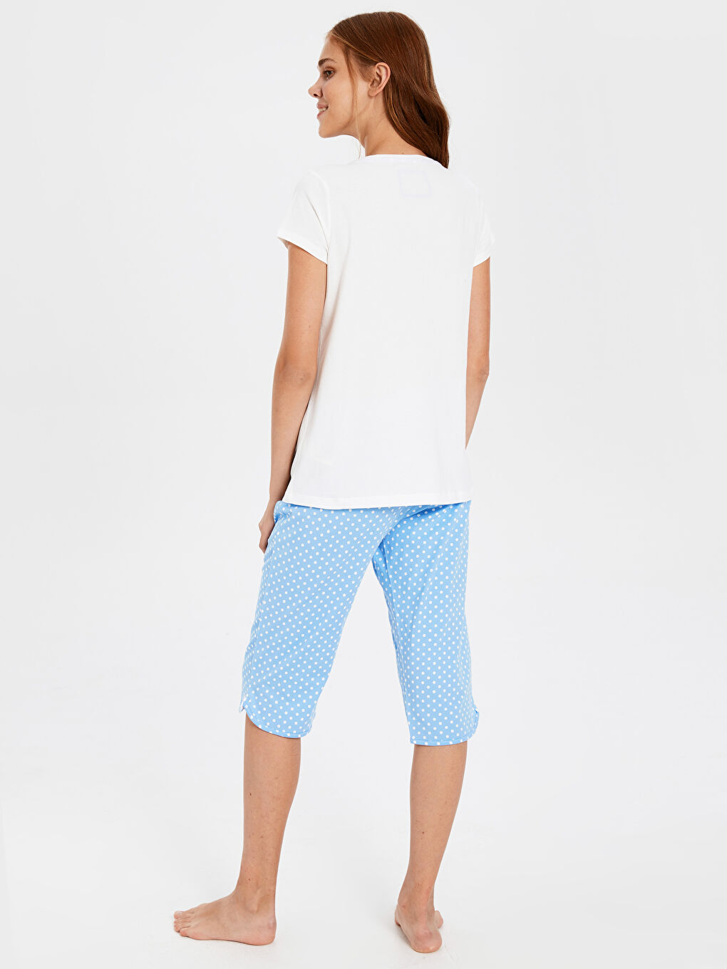 U Neck Short Sleeve Women's Pajamas Set-2