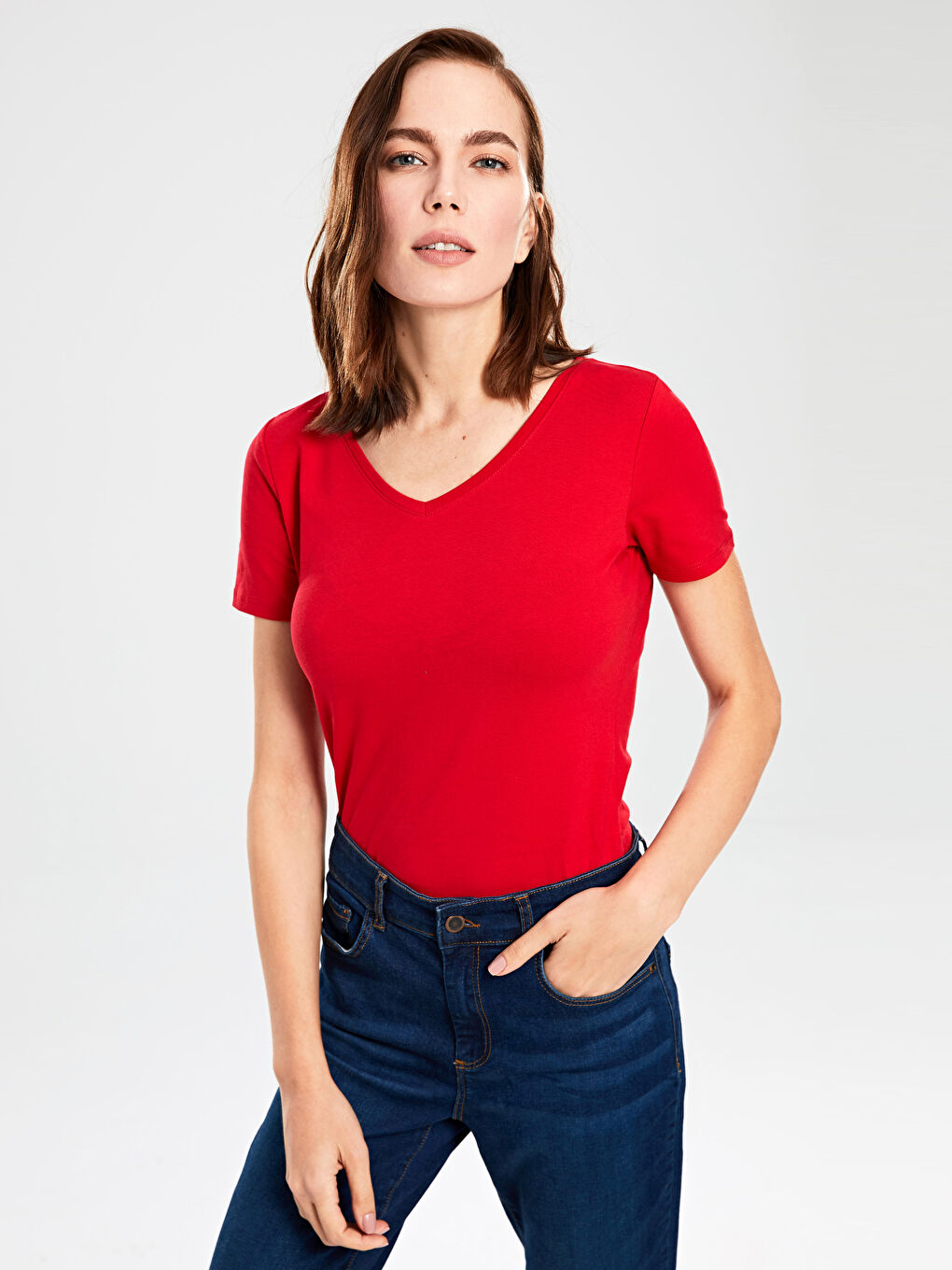 Βαμβακερές Μπλούζες Λαιμόκοψη V