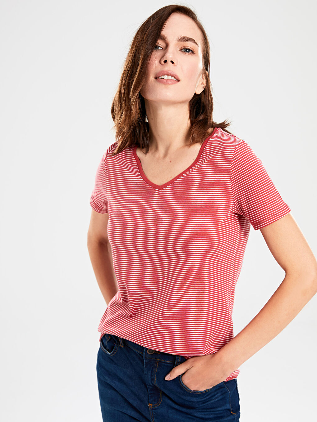Striped V-Neck T-Shirt
