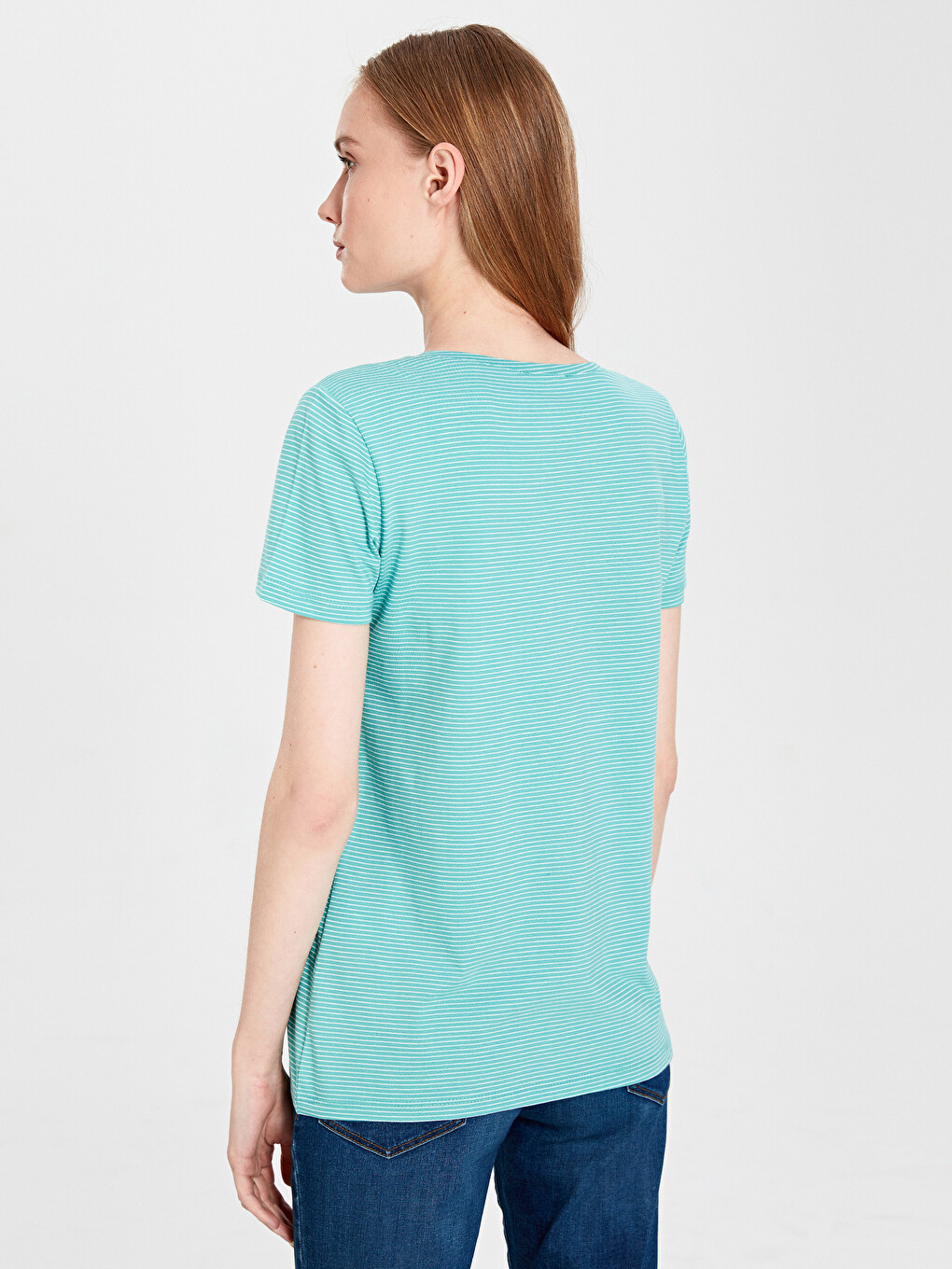 Striped V-neck T-shirt-2