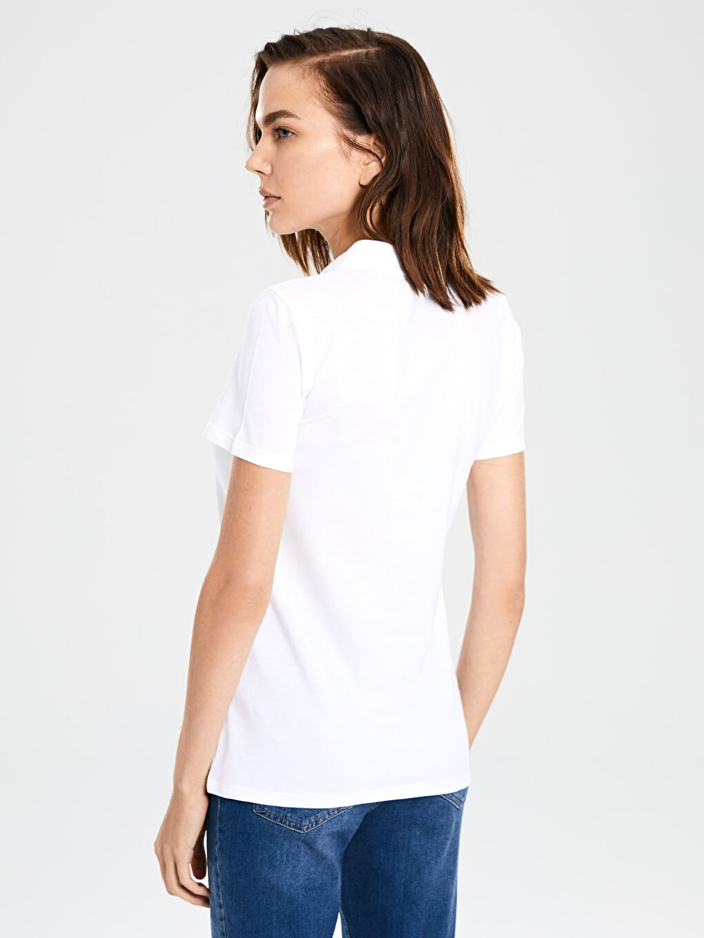 LCWAIKIKI Basic Rollkragen Gerade Kurzarm Baumwolle T-Shirt für Damen -0S2253Z8-FFB