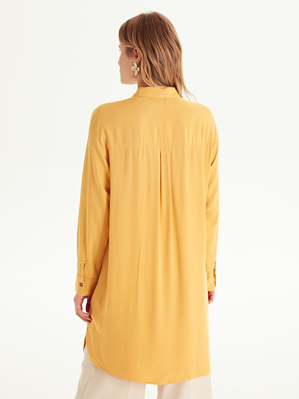 Туника с отложным воротником и длинным рукавом для женщин-3