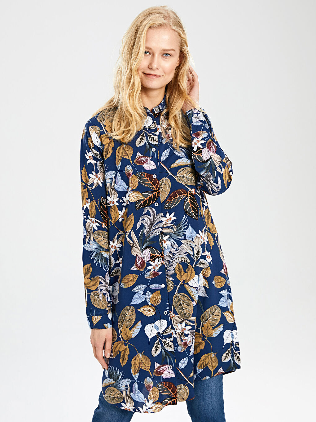 Туніка Жіноча з Віскози з Принтом і Довгими Рукавами