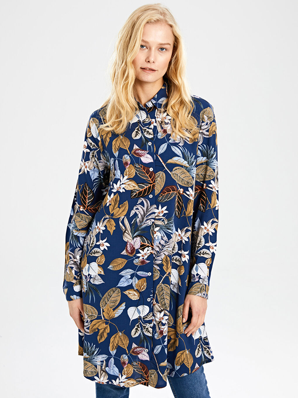 Туніка Жіноча з Віскози з Принтом і Довгими Рукавами-2