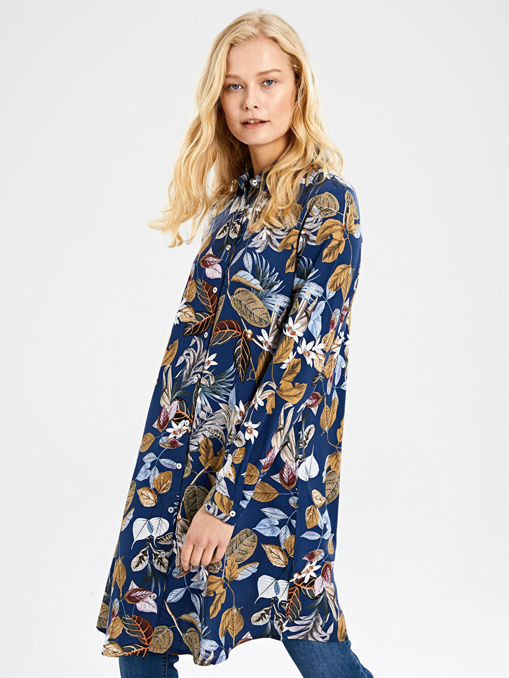 Туніка Жіноча з Віскози з Принтом і Довгими Рукавами-3