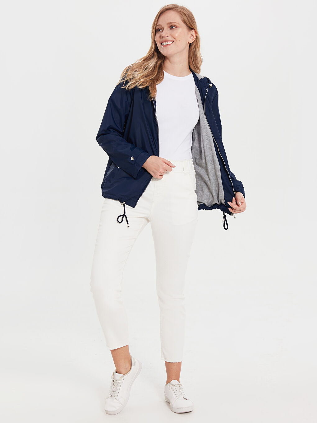 Lacivert Kapüşonlu İnce Yağmurluk-2