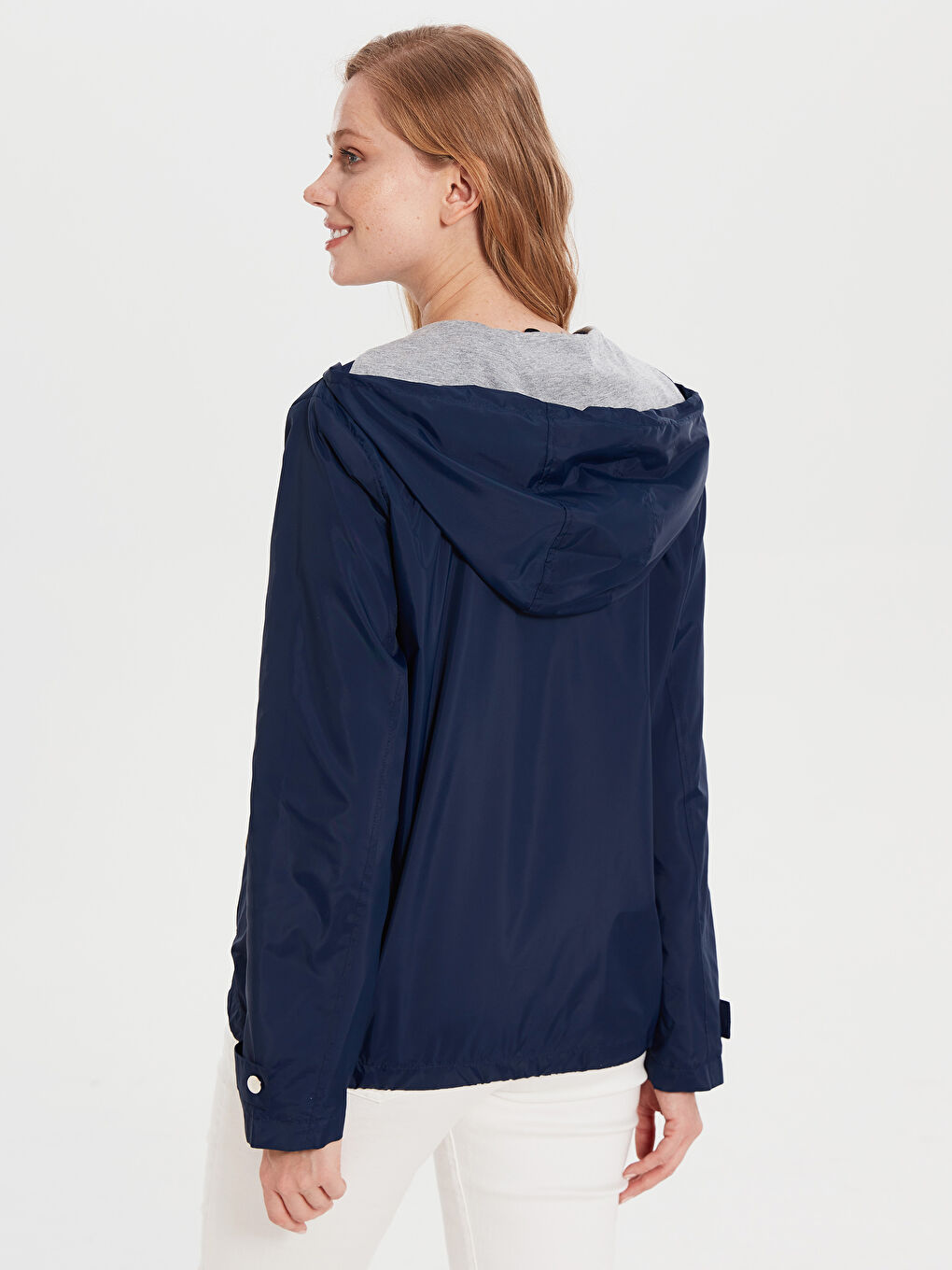 Lacivert Kapüşonlu İnce Yağmurluk-3